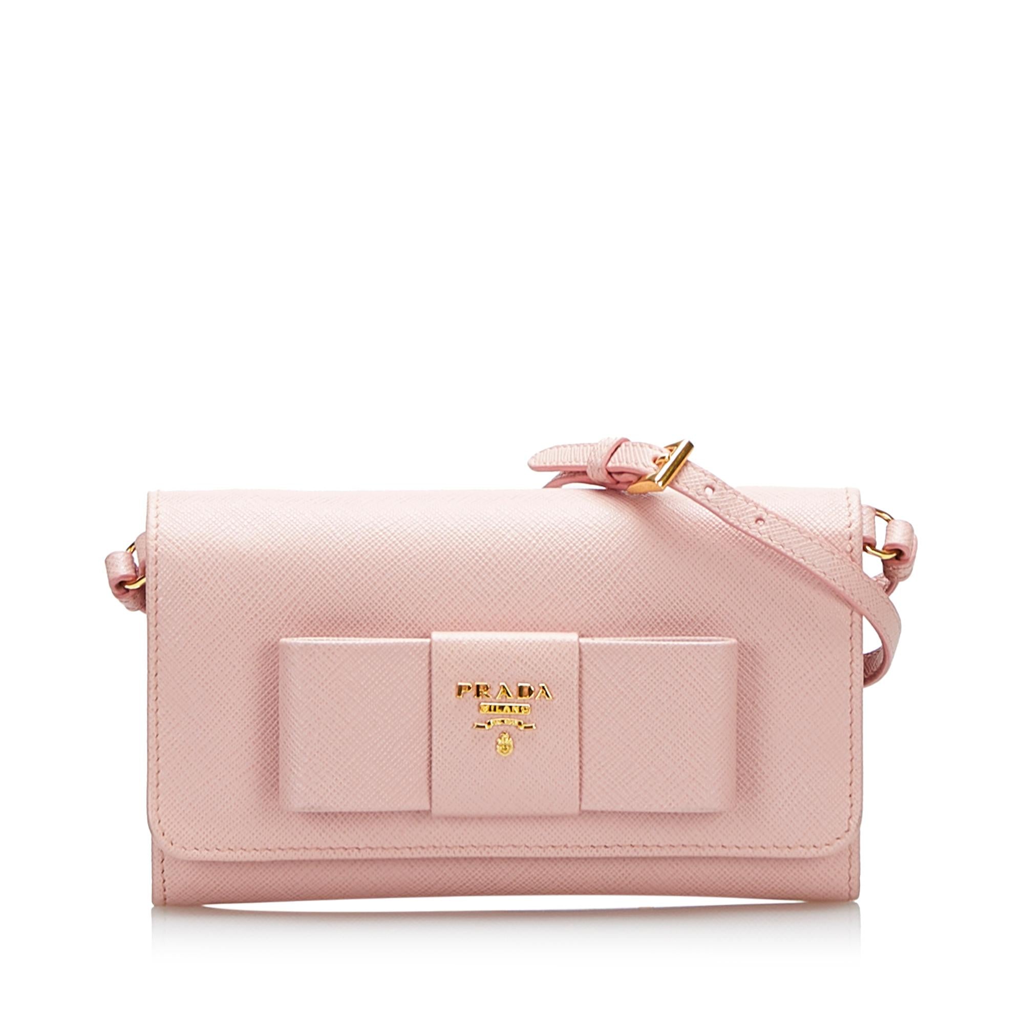 Prada Saffiano Lux Bow Wallet On Strap (SHG-EOnqfP)