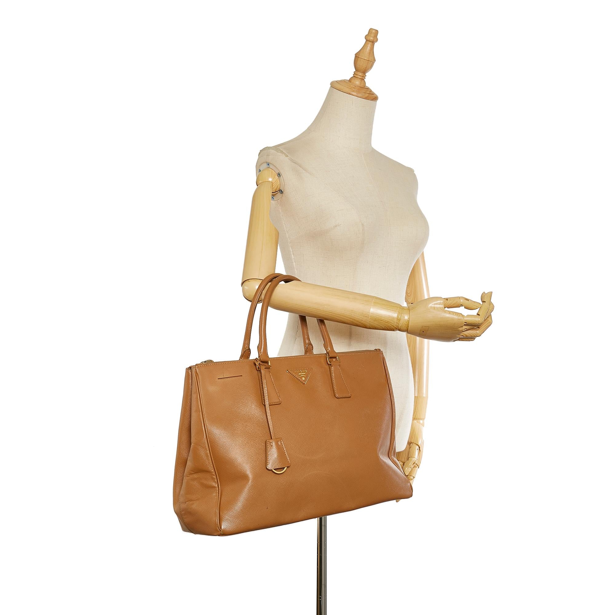 Prada Saffiano Lux Double Zip Galleria Handbag (SHG-25833)