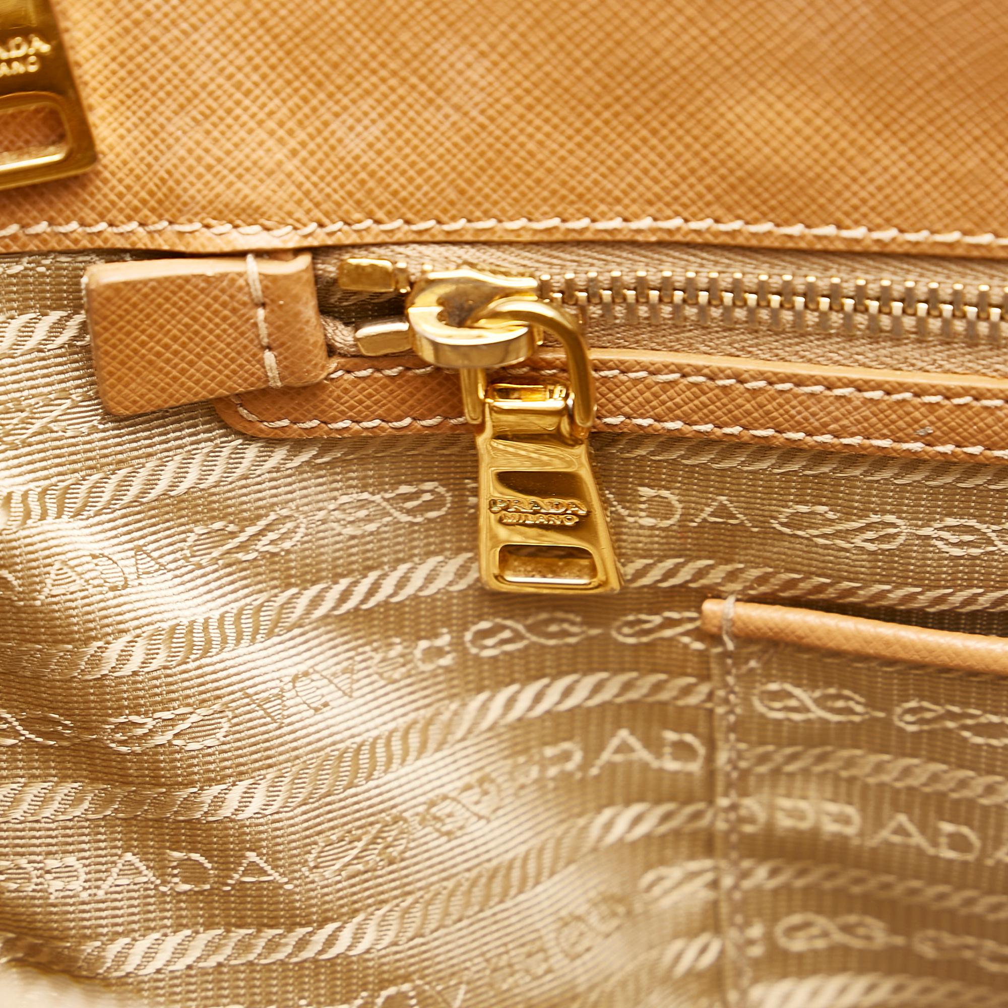 Prada Saffiano Lux Double Zip Galleria Handbag (SHG-32566)