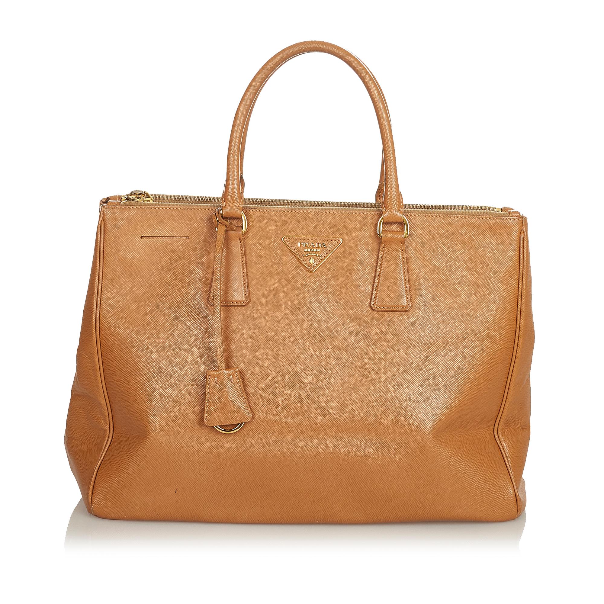 Prada Saffiano Lux Double Zip Galleria Handbag (SHG-32566)