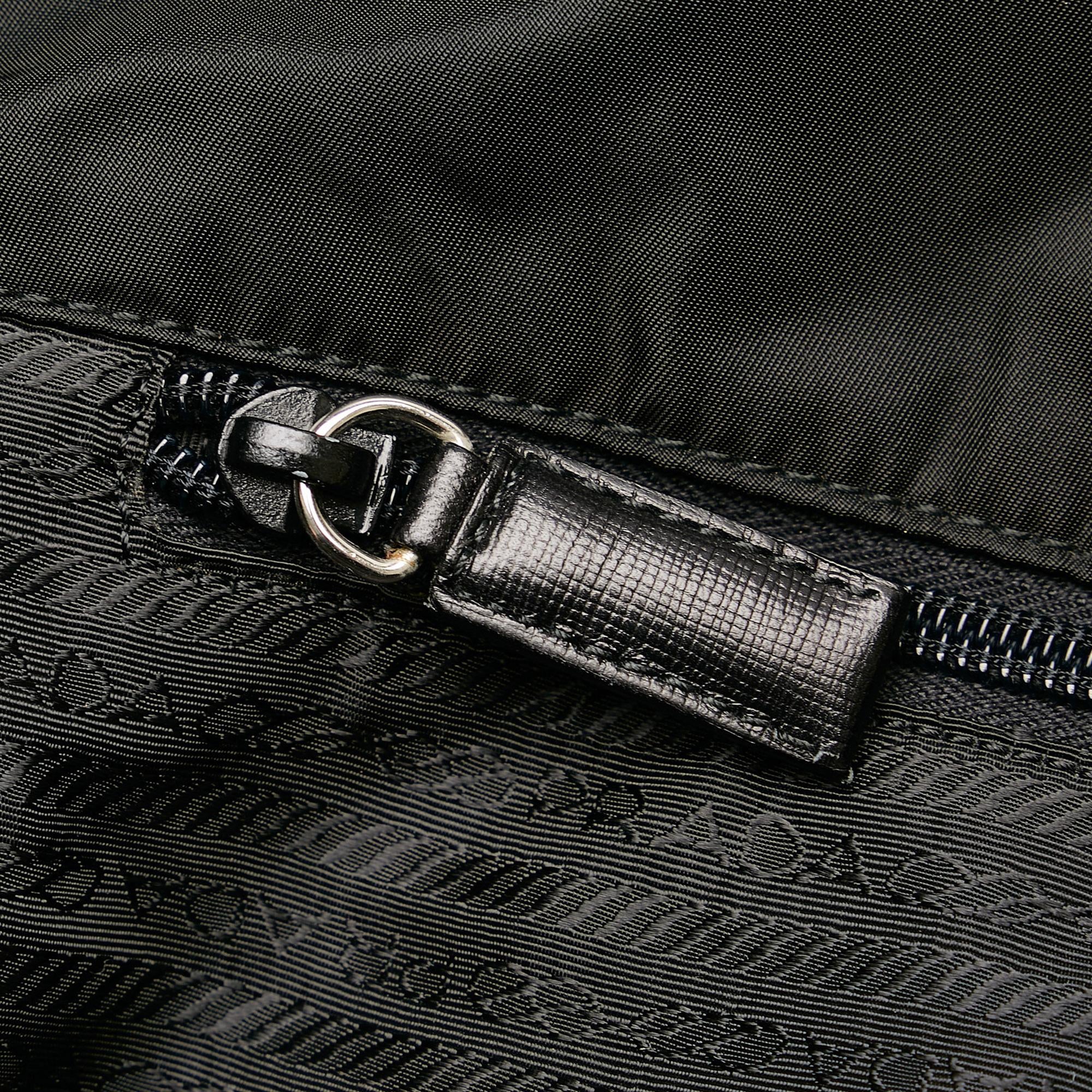 Prada Saffiano-Trimmed Tessuto Crossbody Bag (SHG-36637)