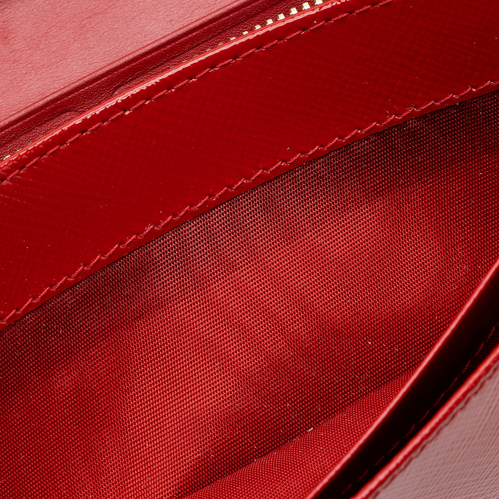 Prada Saffiano Vernice Bow Continental Wallet - FINAL SALE (SHF-19372)