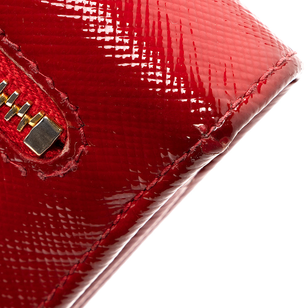 Prada Saffiano Vernice Bow Continental Wallet - FINAL SALE (SHF-19372)