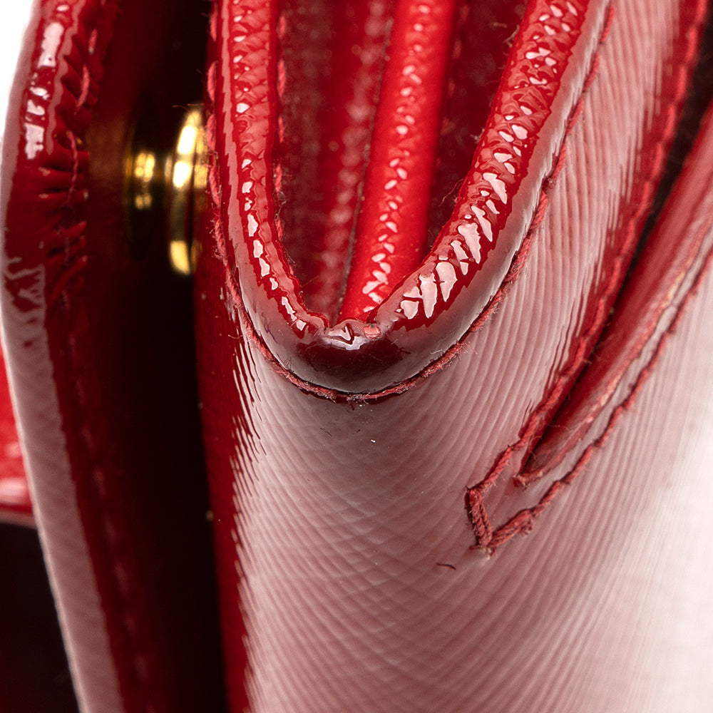 Prada Saffiano Vernice Bow Continental Wallet - FINAL SALE (SHF-19372)
