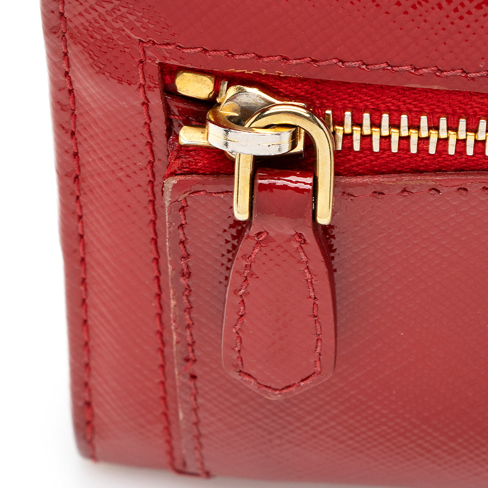 Prada Saffiano Vernice Bow Continental Wallet - FINAL SALE (SHF-19372)