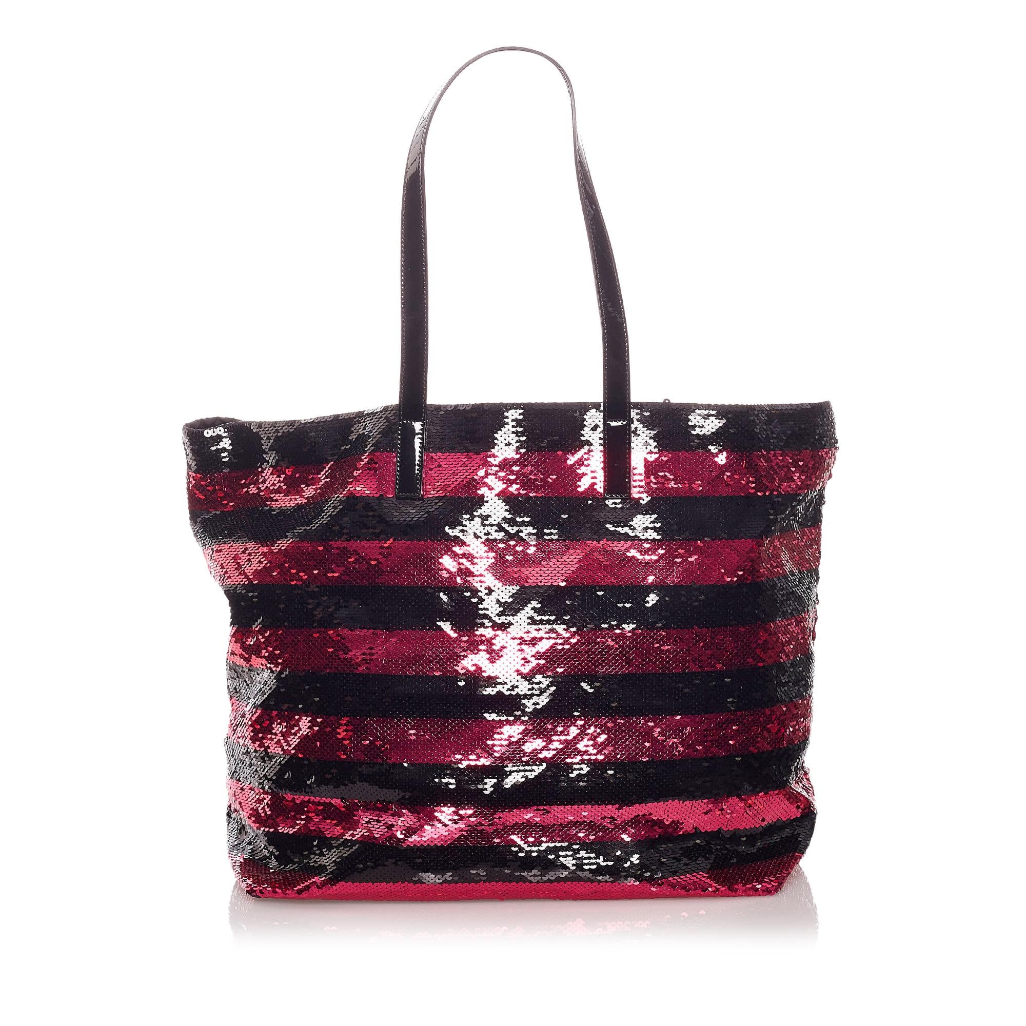 Prada Sequin Striped Tote Bag (SHG-28996)