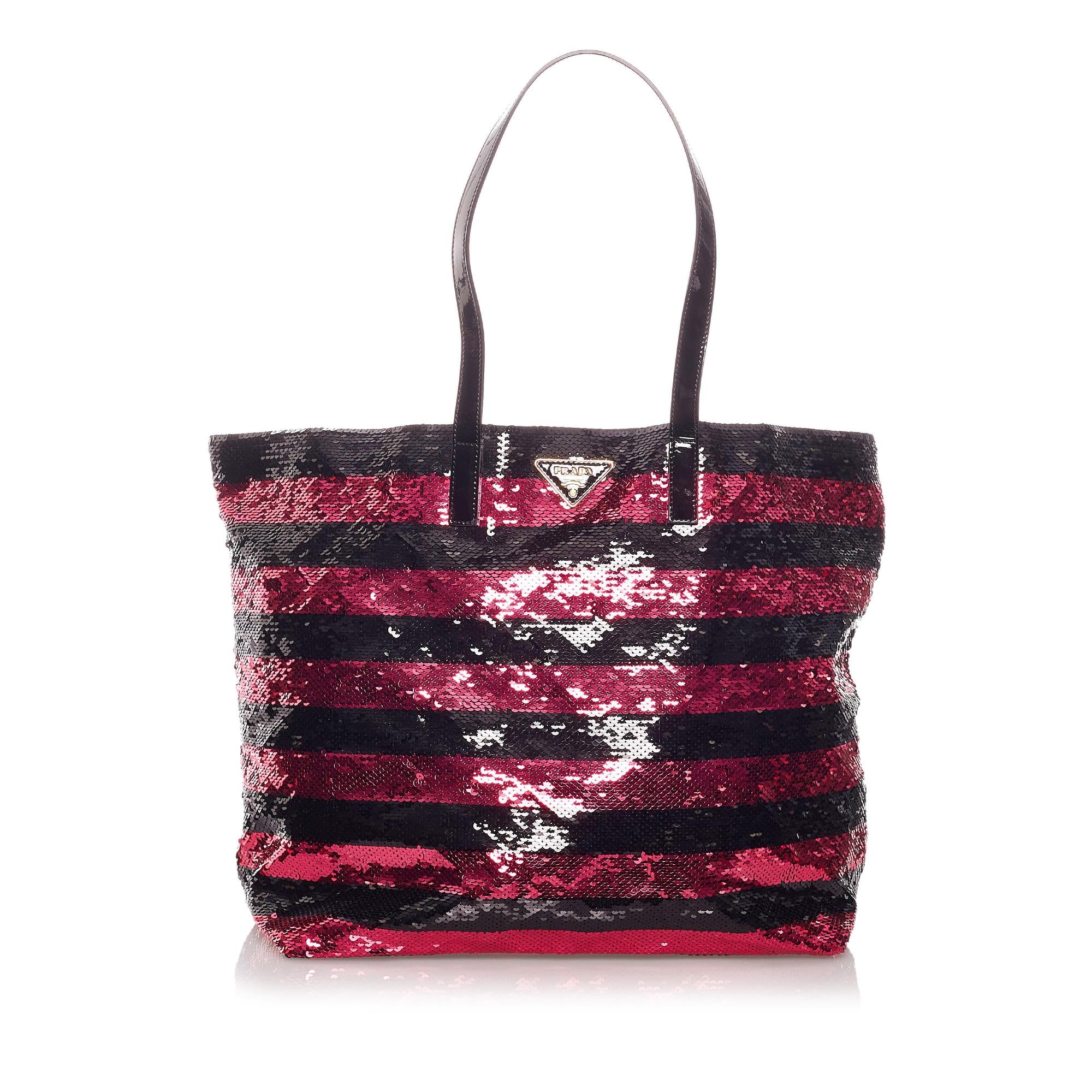 Prada Sequin Striped Tote Bag (SHG-28996)