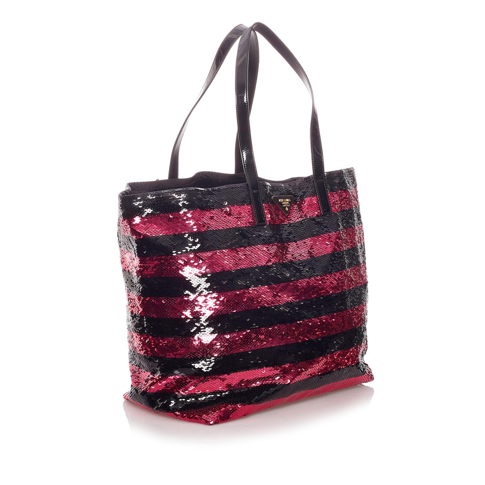Prada Sequin Striped Tote Bag (SHG-28996)
