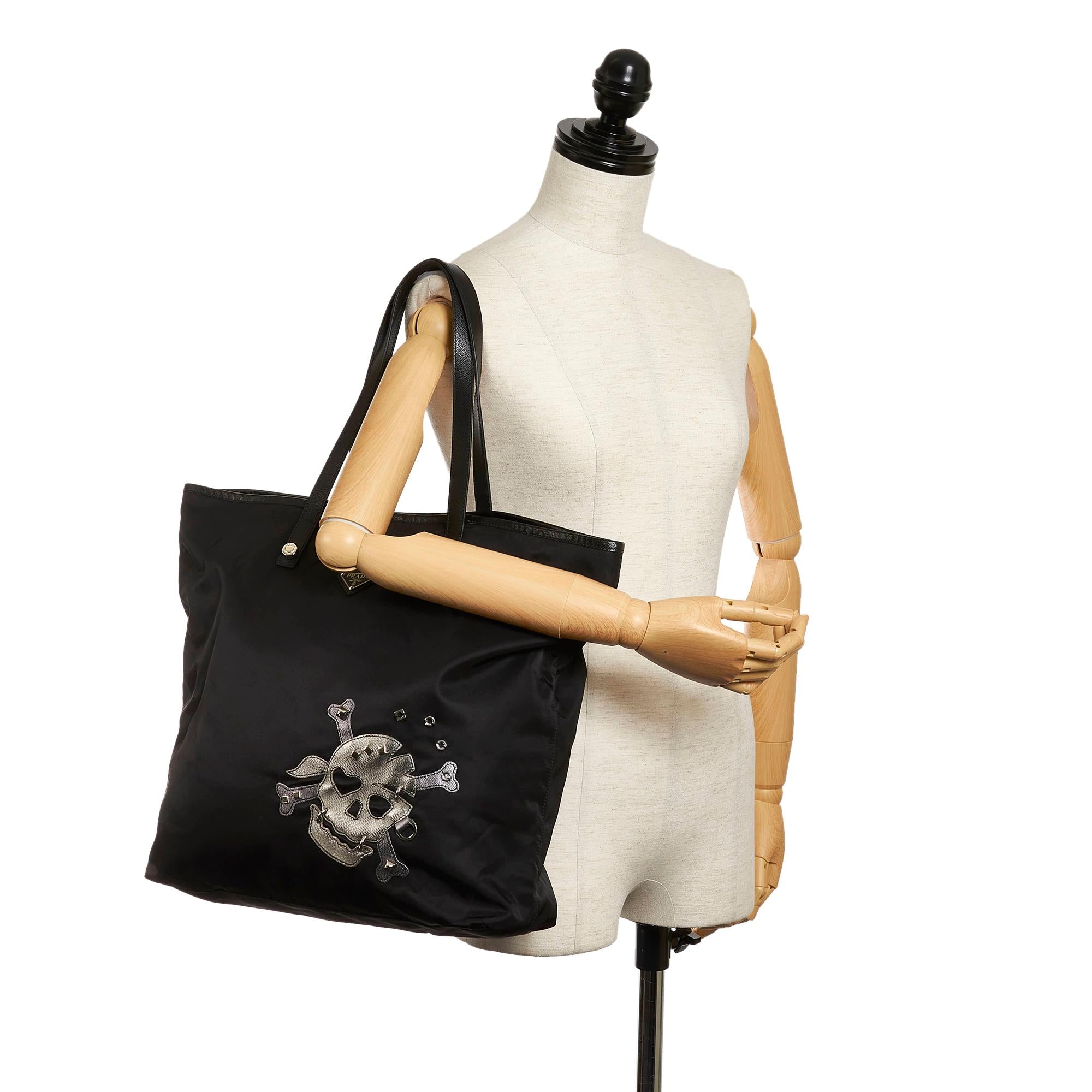 Prada Skull Print Tessuto Tote Bag (SHG-29605)
