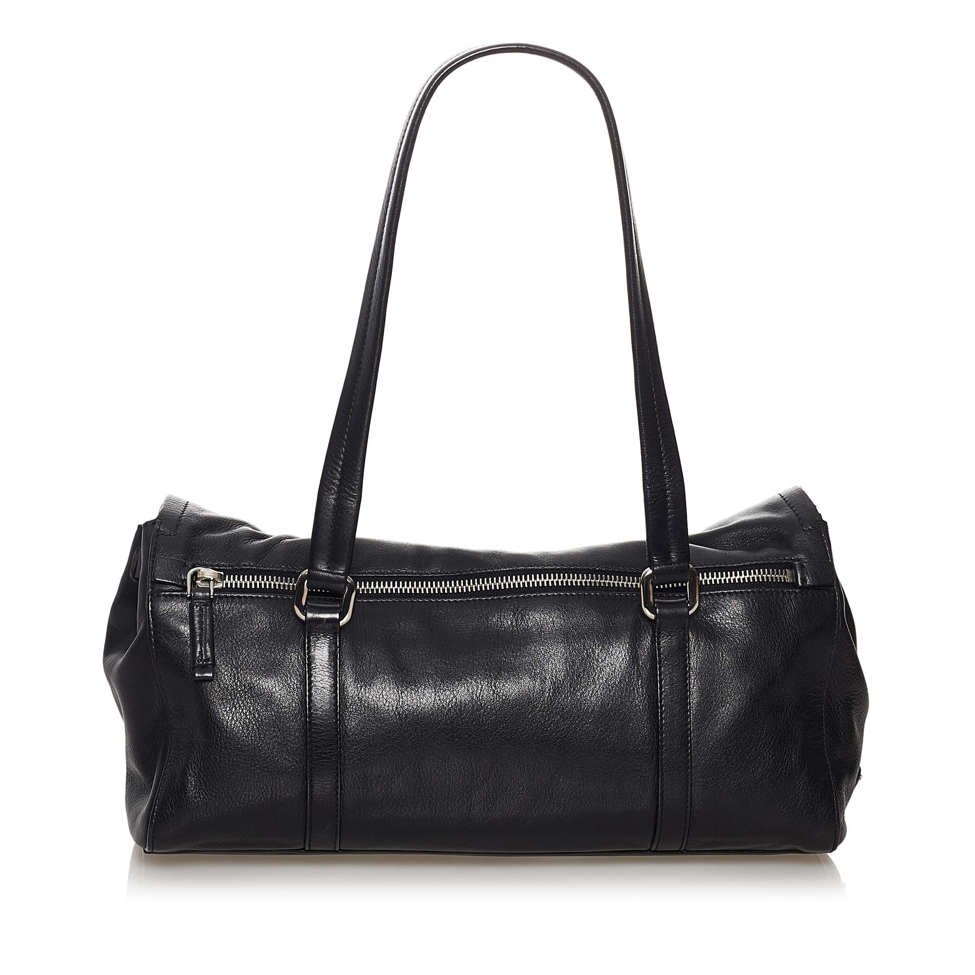 Prada Sound Lock Leather Shoulder Bag (SHG-31442)