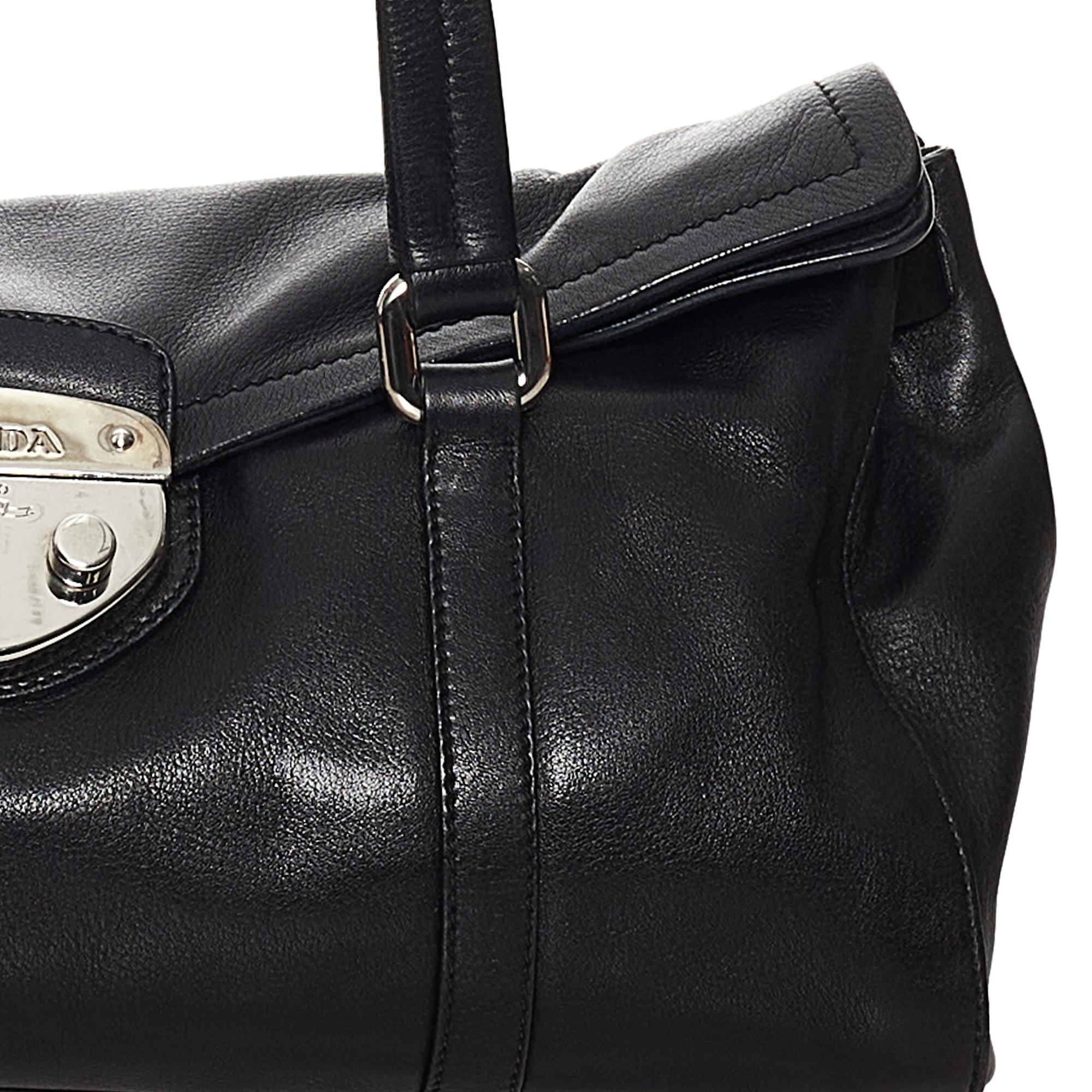 Prada Sound Lock Leather Shoulder Bag (SHG-31442)