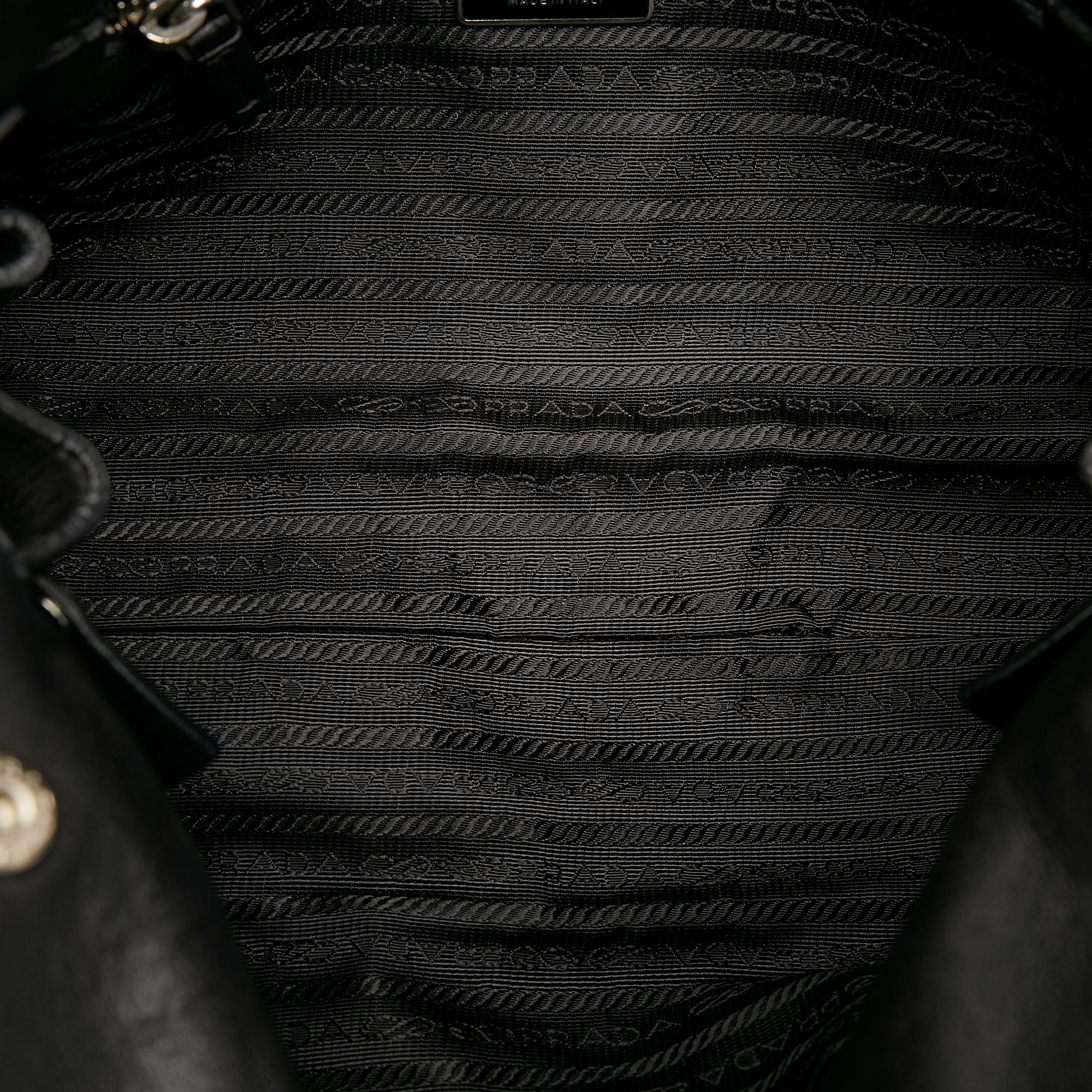 Prada Sound Lock Leather Shoulder Bag (SHG-31442)