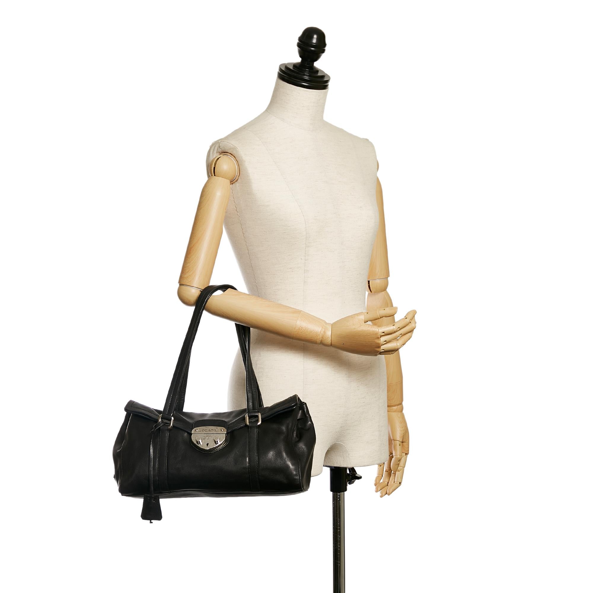 Prada Sound Lock Leather Shoulder Bag (SHG-31442)