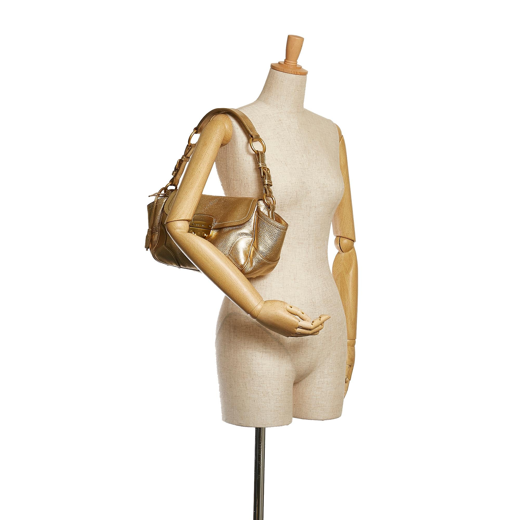 Prada Sound Lock Leather Shoulder Bag (SHG-34617)