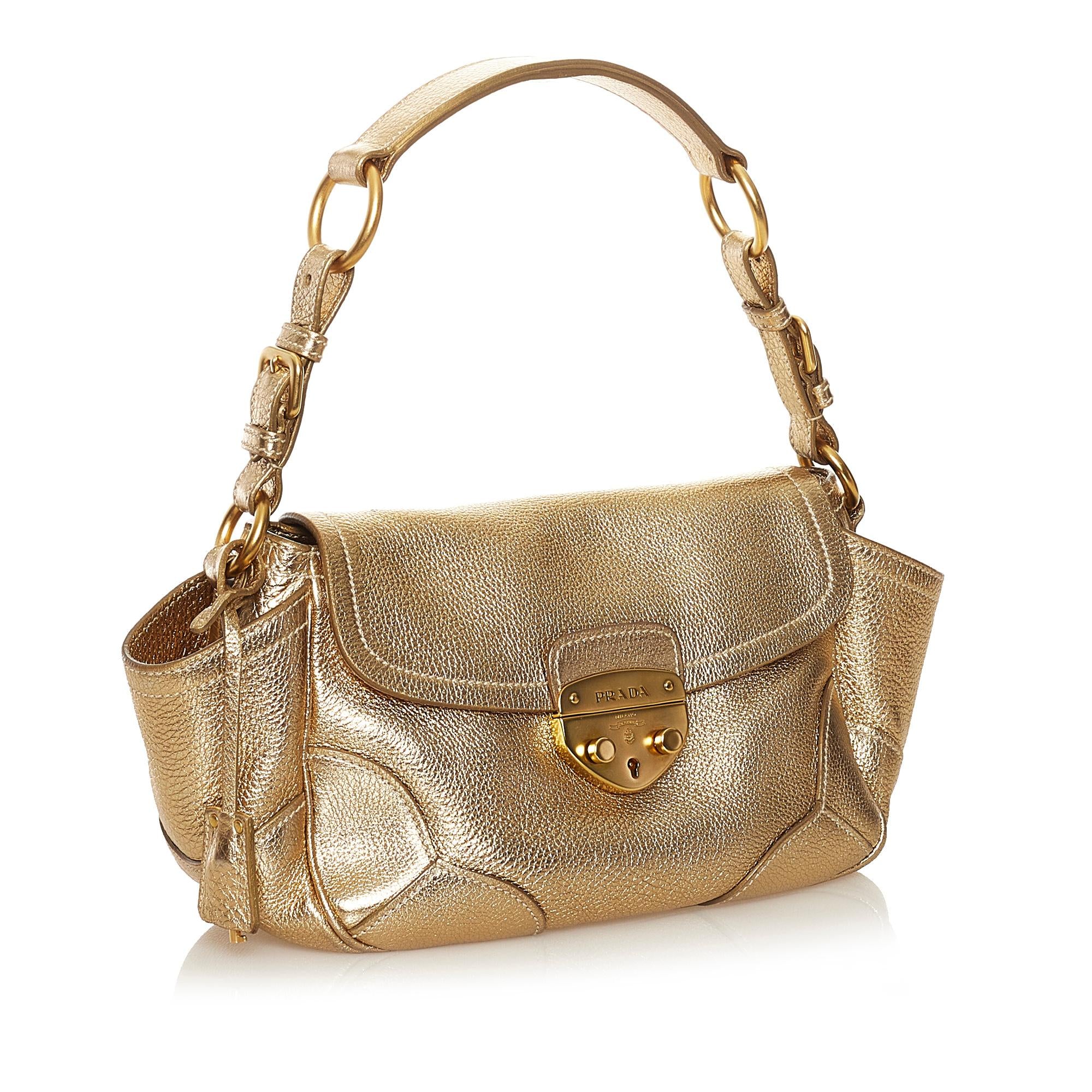 Prada Sound Lock Leather Shoulder Bag (SHG-34617)