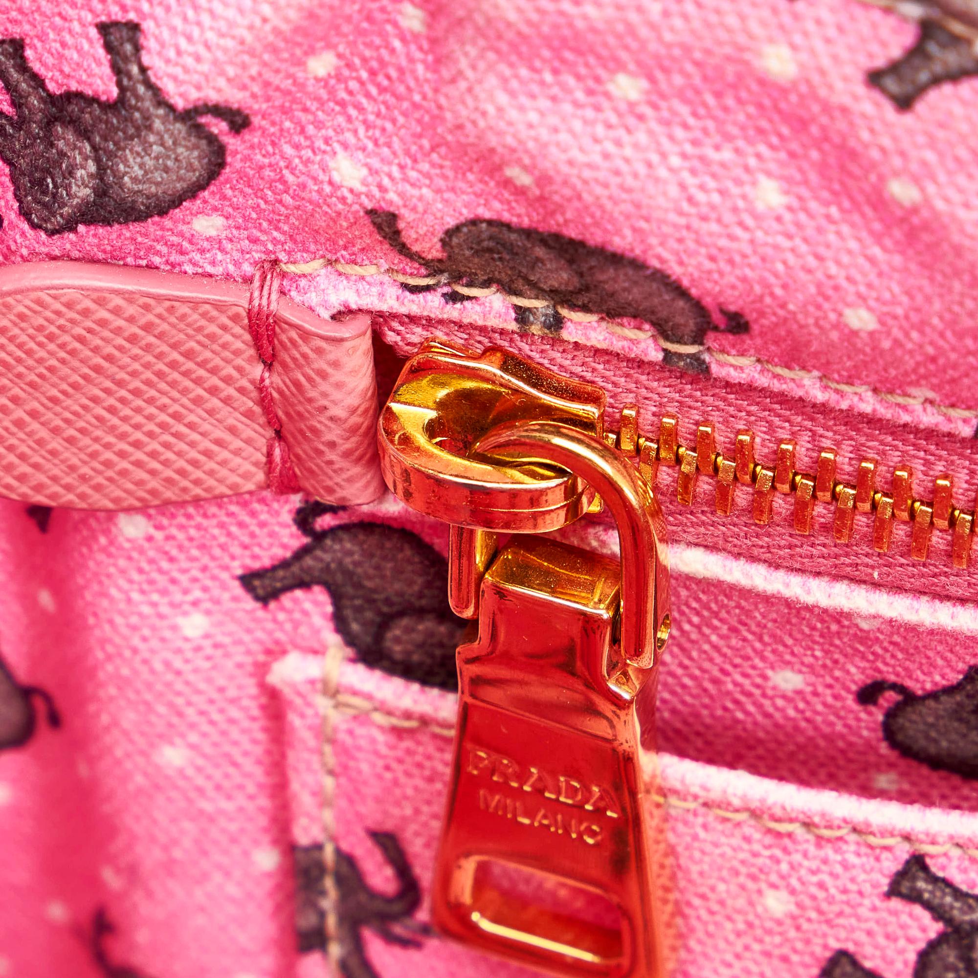 Prada St. Elephant Canapa Logo Canvas Satchel (SHG-27864)