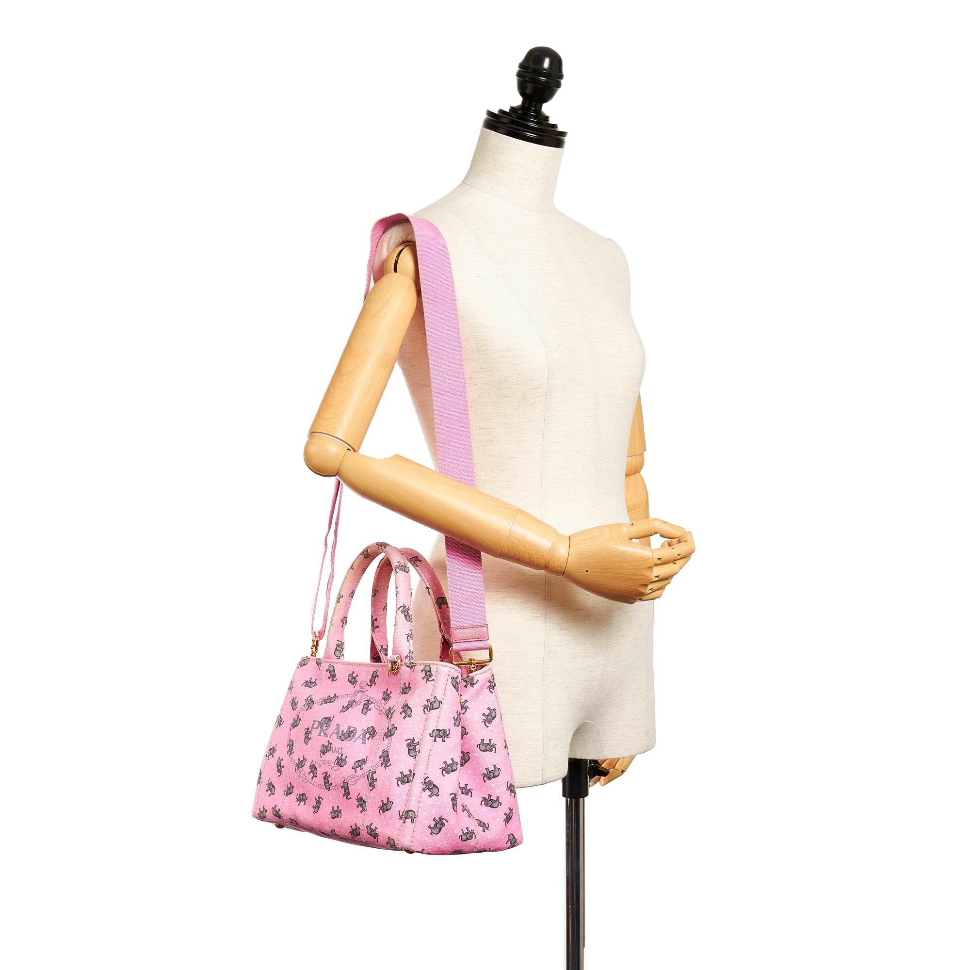 Prada St. Elephant Canapa Logo Canvas Satchel (SHG-27864)
