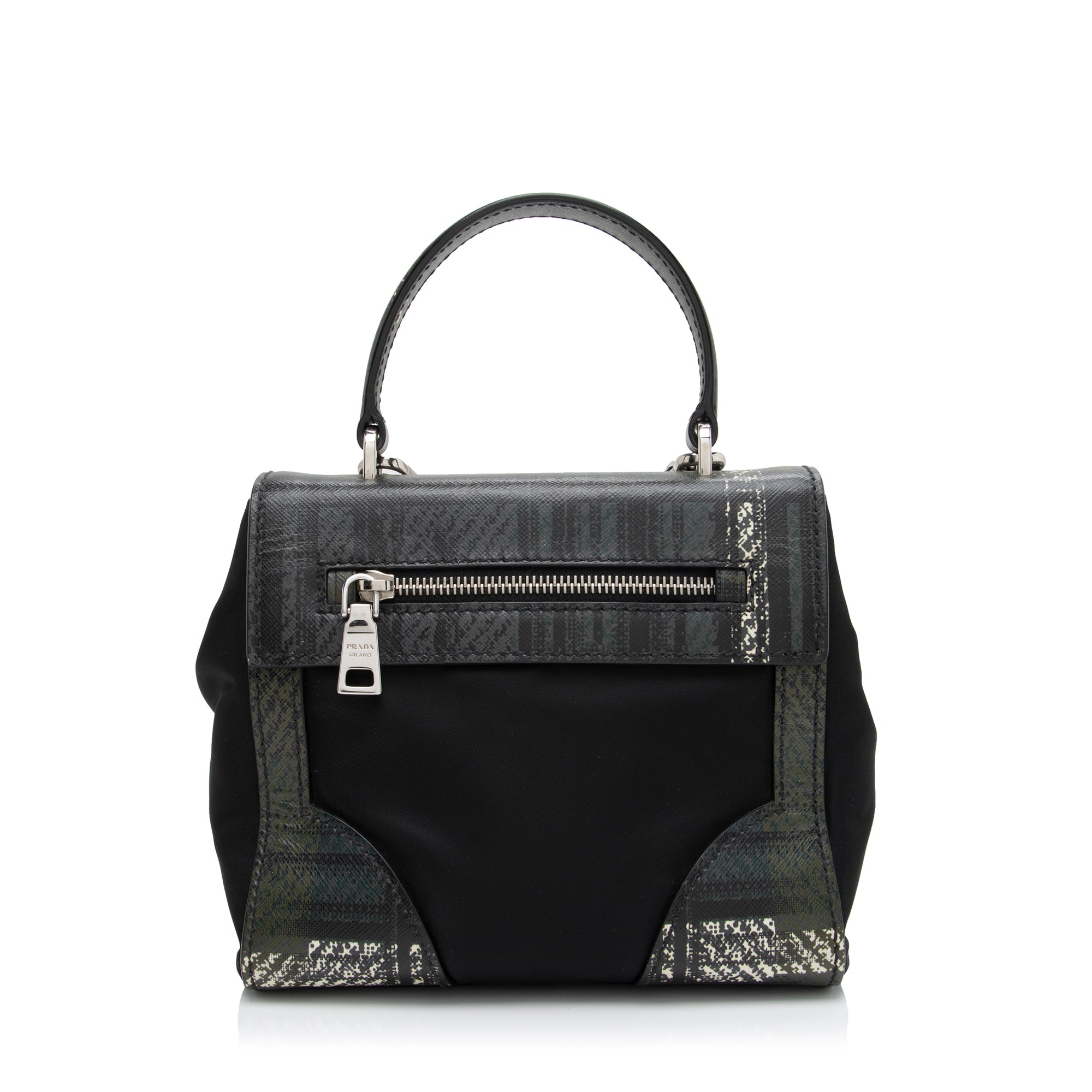 Prada Tartan Saffiano Tessuto Mini Satchel (SHF-RCtTdy)