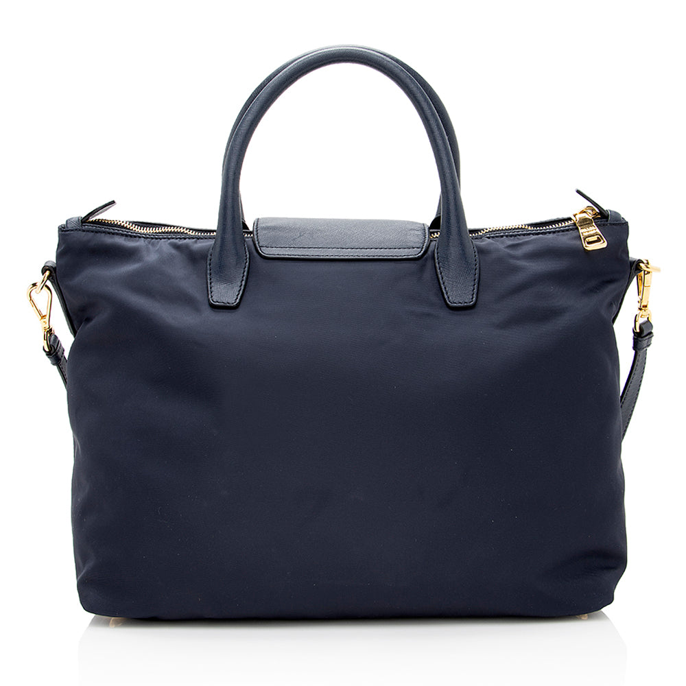 Prada Tessuto Calf Leather Convertible Front Pocket Tote (SHF-19531)