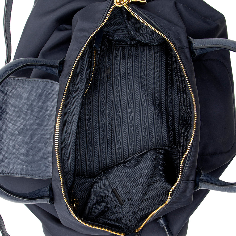 Prada Tessuto Calf Leather Convertible Front Pocket Tote (SHF-19531)