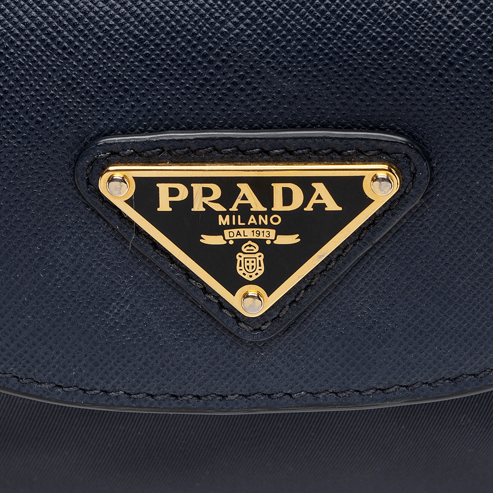 Prada Tessuto Calf Leather Convertible Front Pocket Tote (SHF-19531)