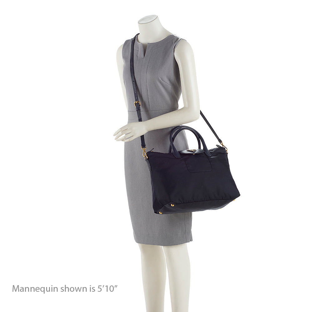 Prada Tessuto Calf Leather Convertible Front Pocket Tote (SHF-19531)