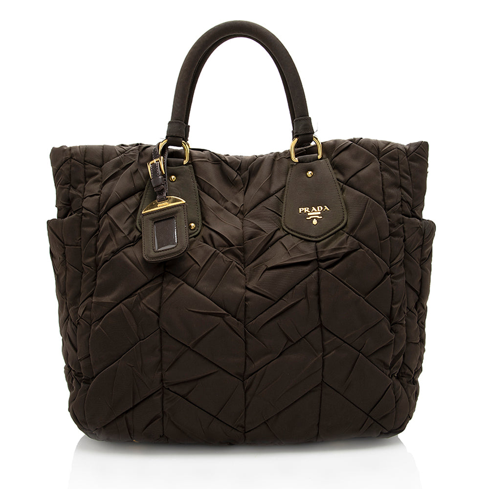Prada Tessuto Chevron Quilted Tote (SHF-18198)
