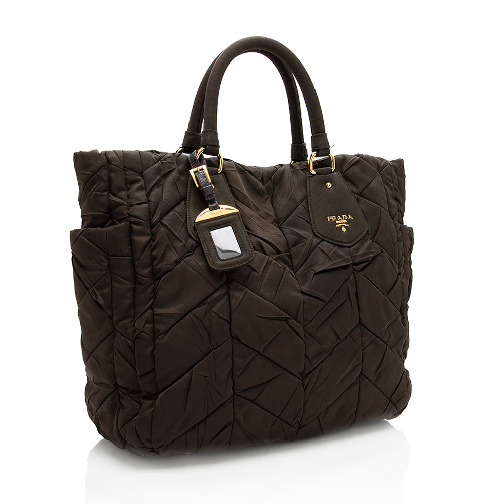 Prada Tessuto Chevron Quilted Tote (SHF-18198)