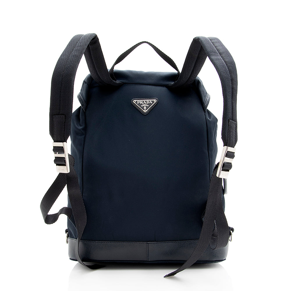 Prada Tessuto Double Pocket Drawstring Backpack (SHF-18895)