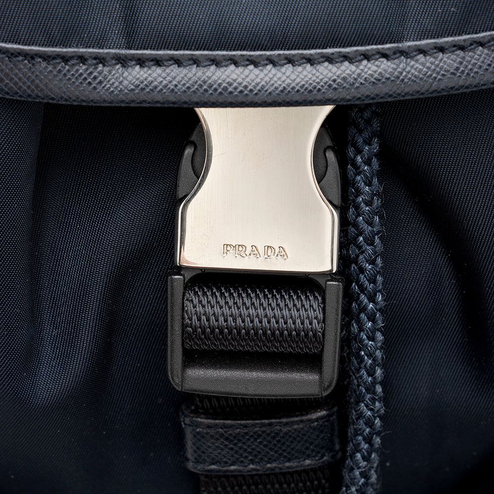 Prada Tessuto Double Pocket Drawstring Backpack (SHF-18895)