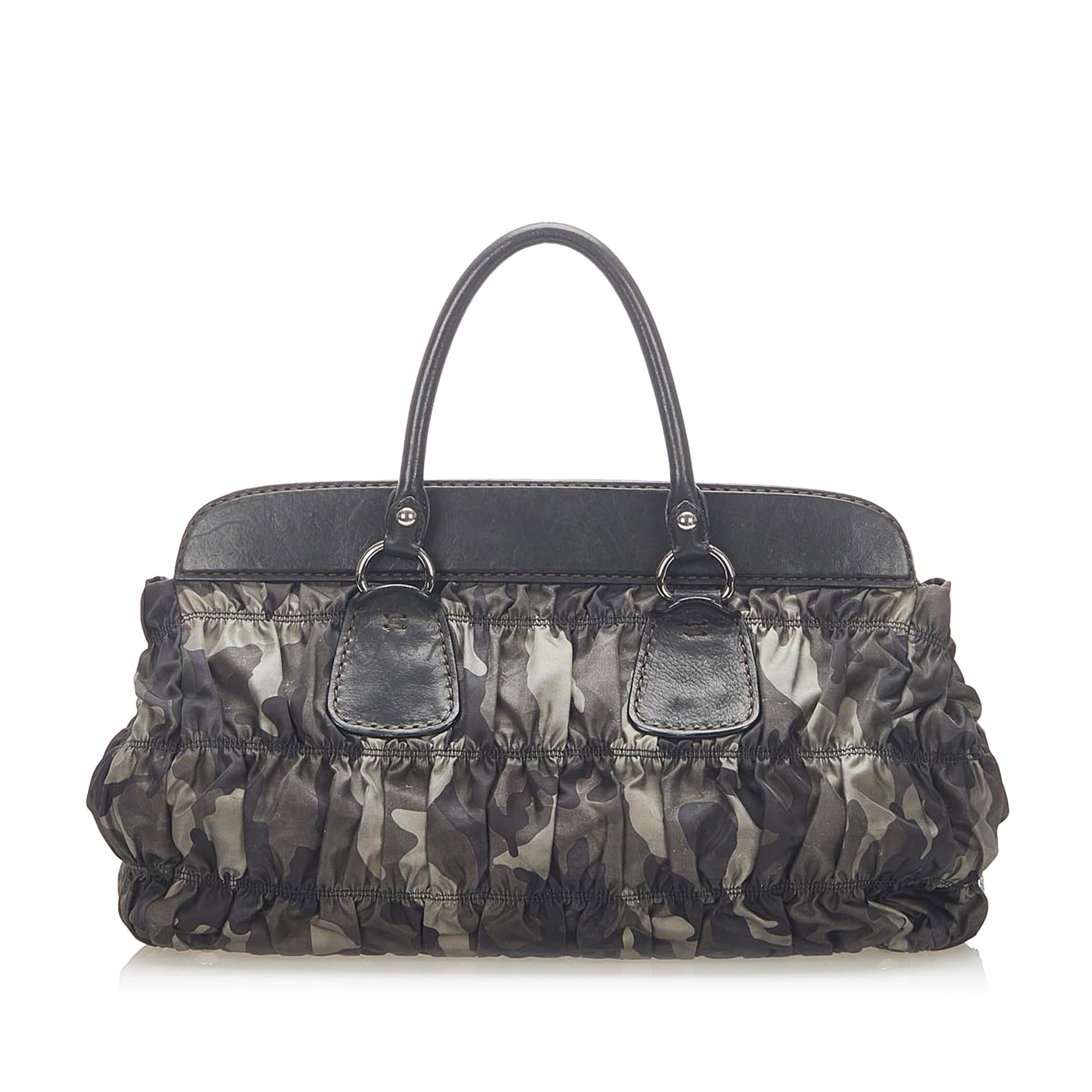 Prada Tessuto Gaufre Camouflage Tote Bag (SHG-18627)