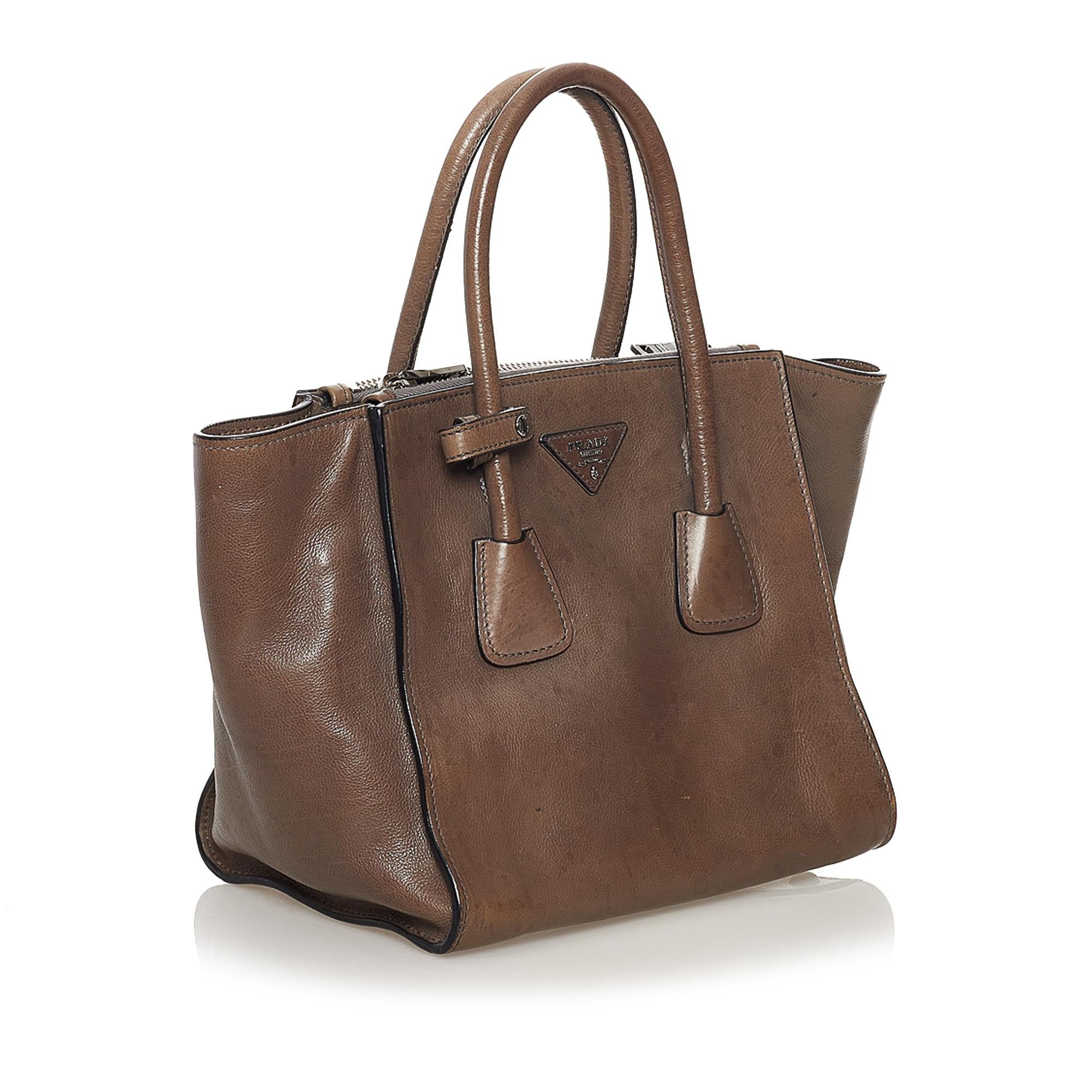 Prada Twin Pocket Leather Satchel (SHG-32802)