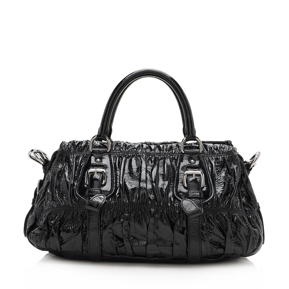Prada Vernice Gaufre Satchel - FINAL SALE (SHF-13188)