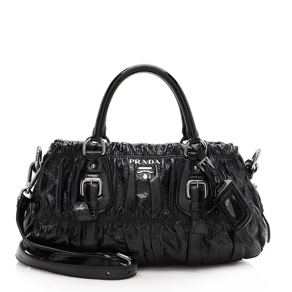 Prada Vernice Gaufre Satchel - FINAL SALE (SHF-13188)