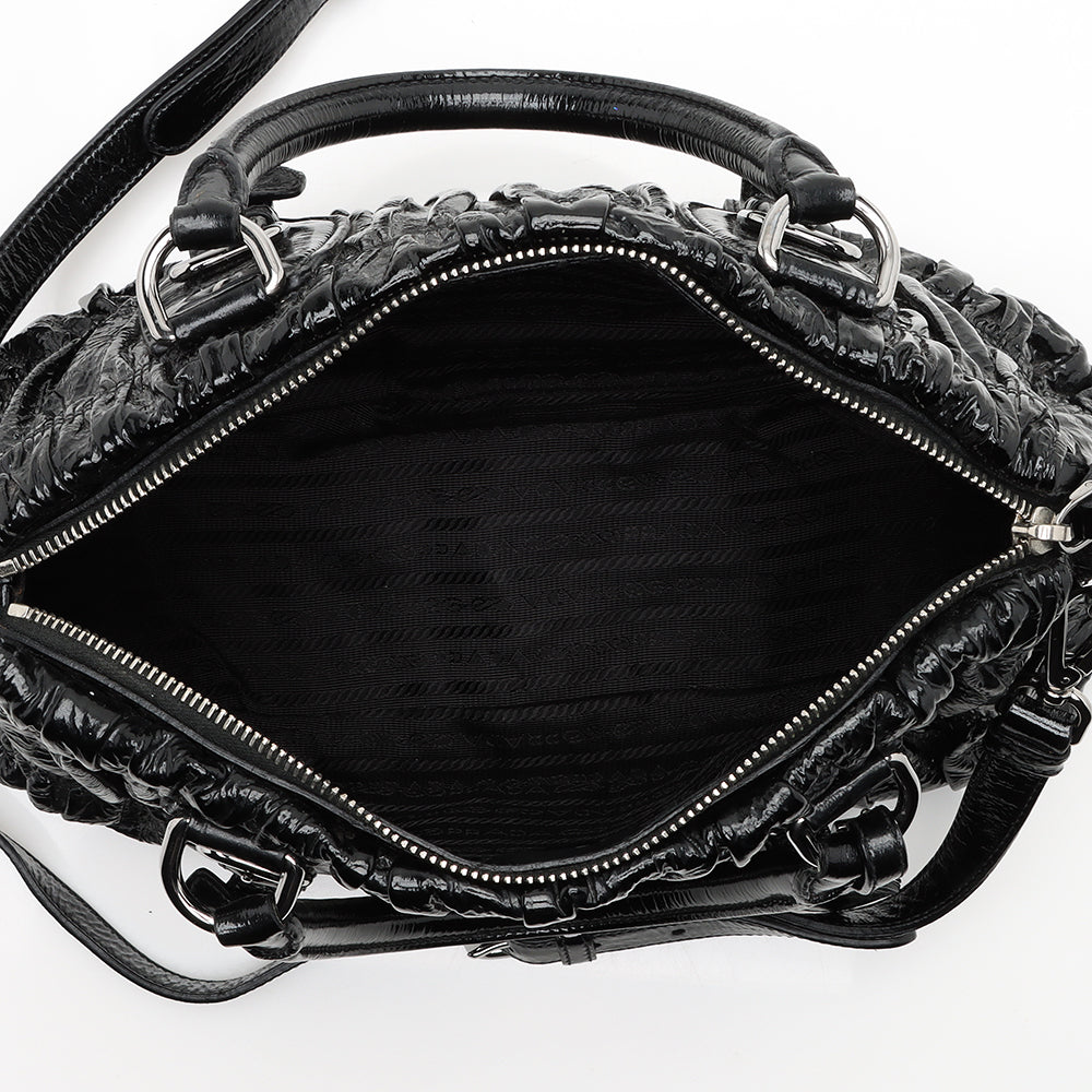 Prada Vernice Gaufre Satchel - FINAL SALE (SHF-13188)
