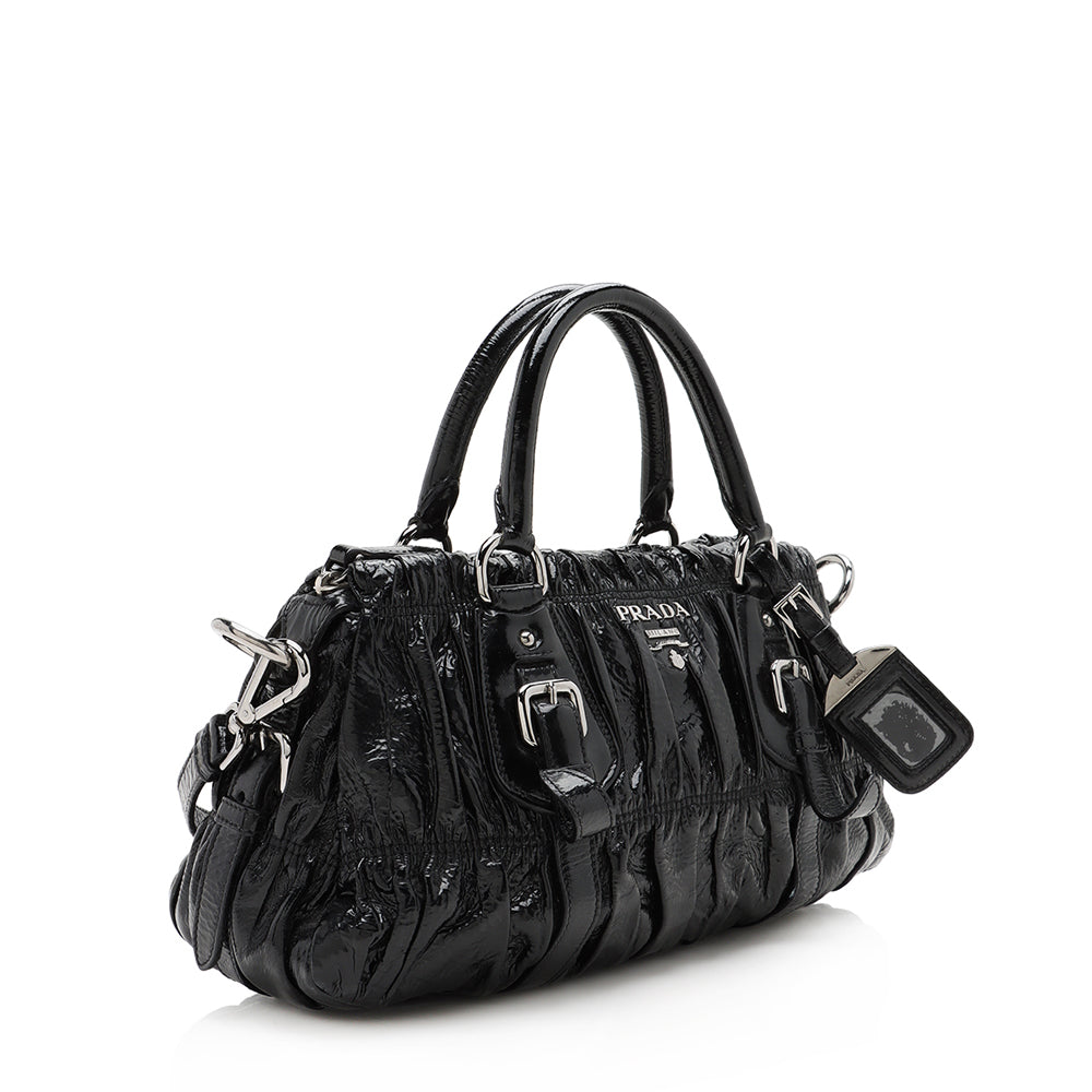 Prada Vernice Gaufre Satchel - FINAL SALE (SHF-13188)