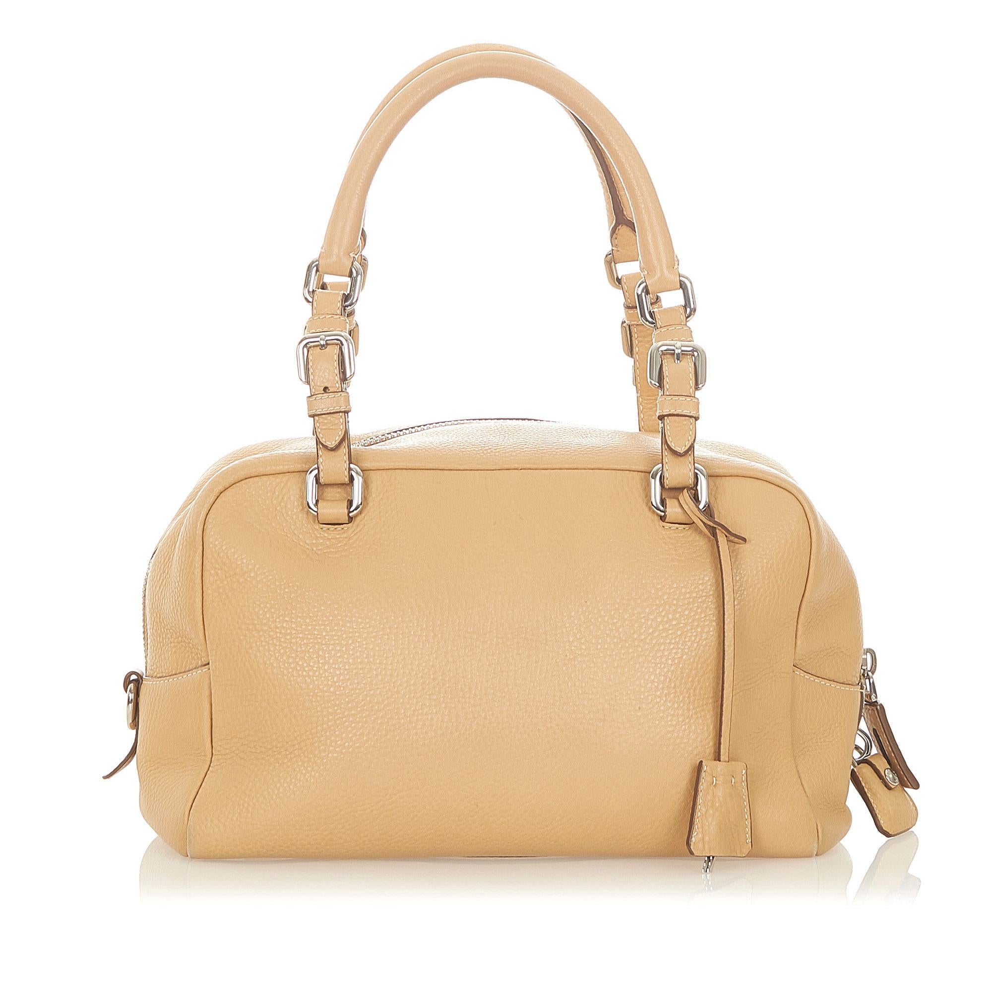 Prada Vitello Daino Logo Handbag (SHG-19278)