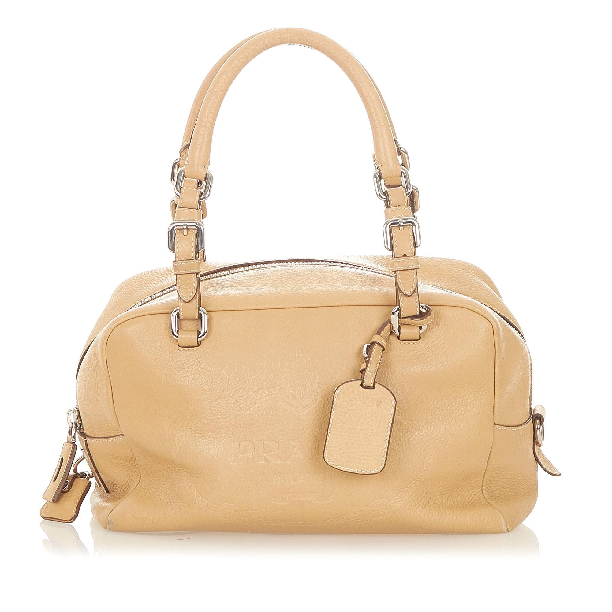 Prada Vitello Daino Logo Handbag (SHG-19278)
