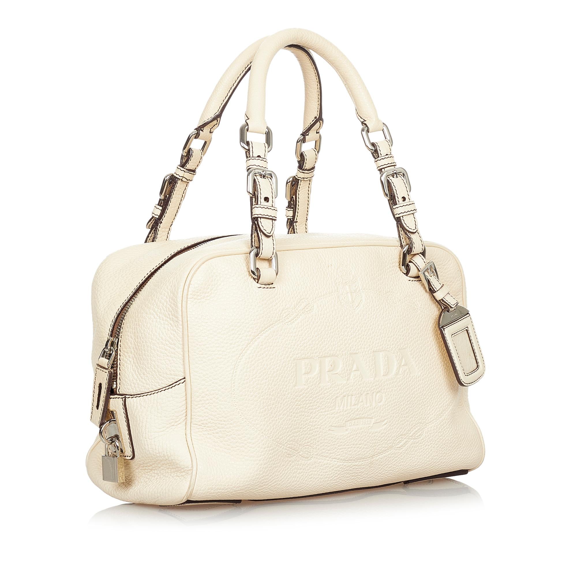 Prada Vitello Daino Logo Handbag (SHG-24212)