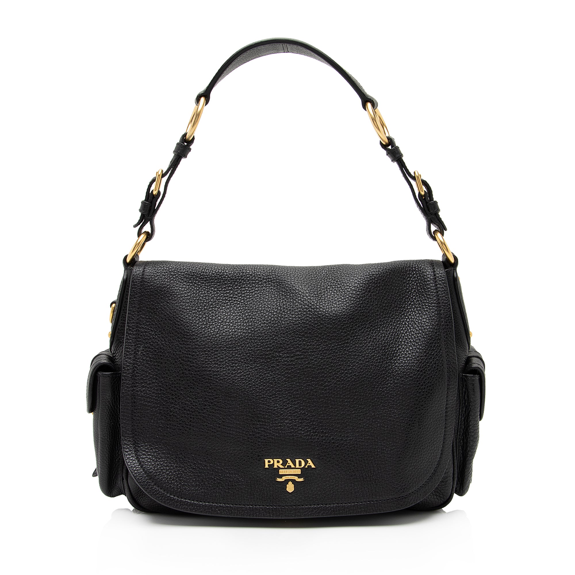 Prada Vitello Daino Side Pocket Flap Bag (SHF-aKkOkE)