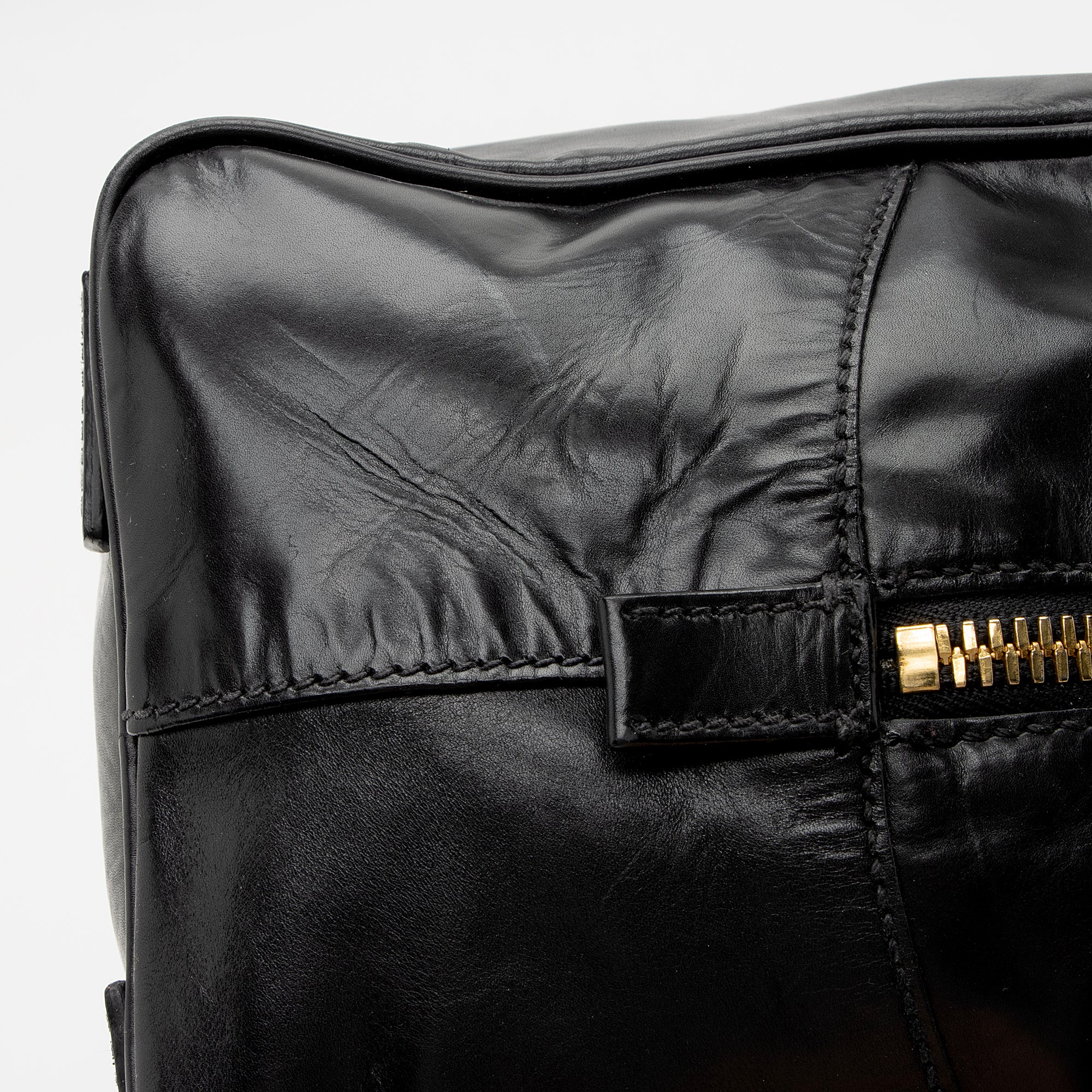 Prada Vitello Daino Spazzolato Logo Medium Bauletto Satchel (SHF-22727)