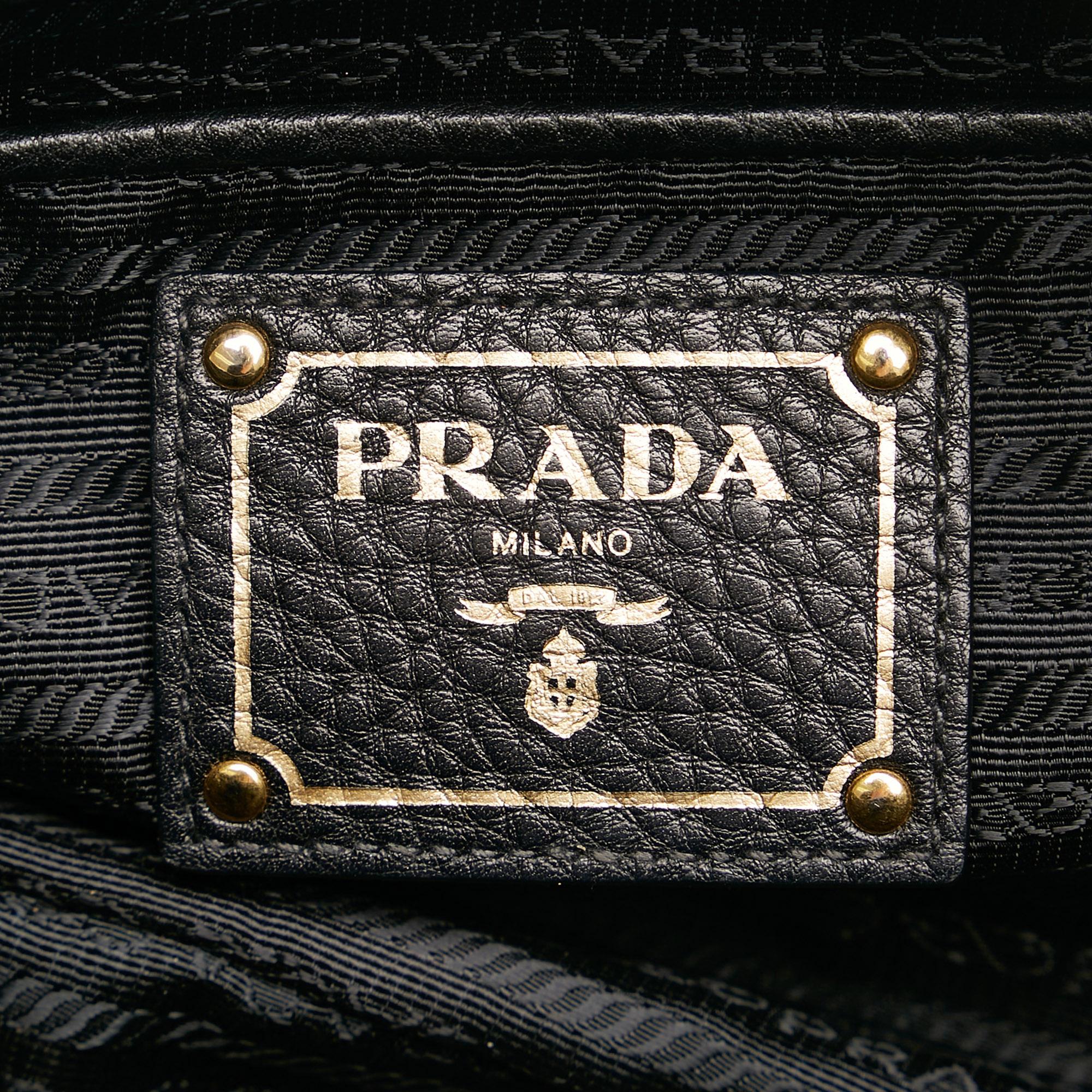 Prada Vitello Daino-Trimmed Tessuto Satchel (SHG-35509)