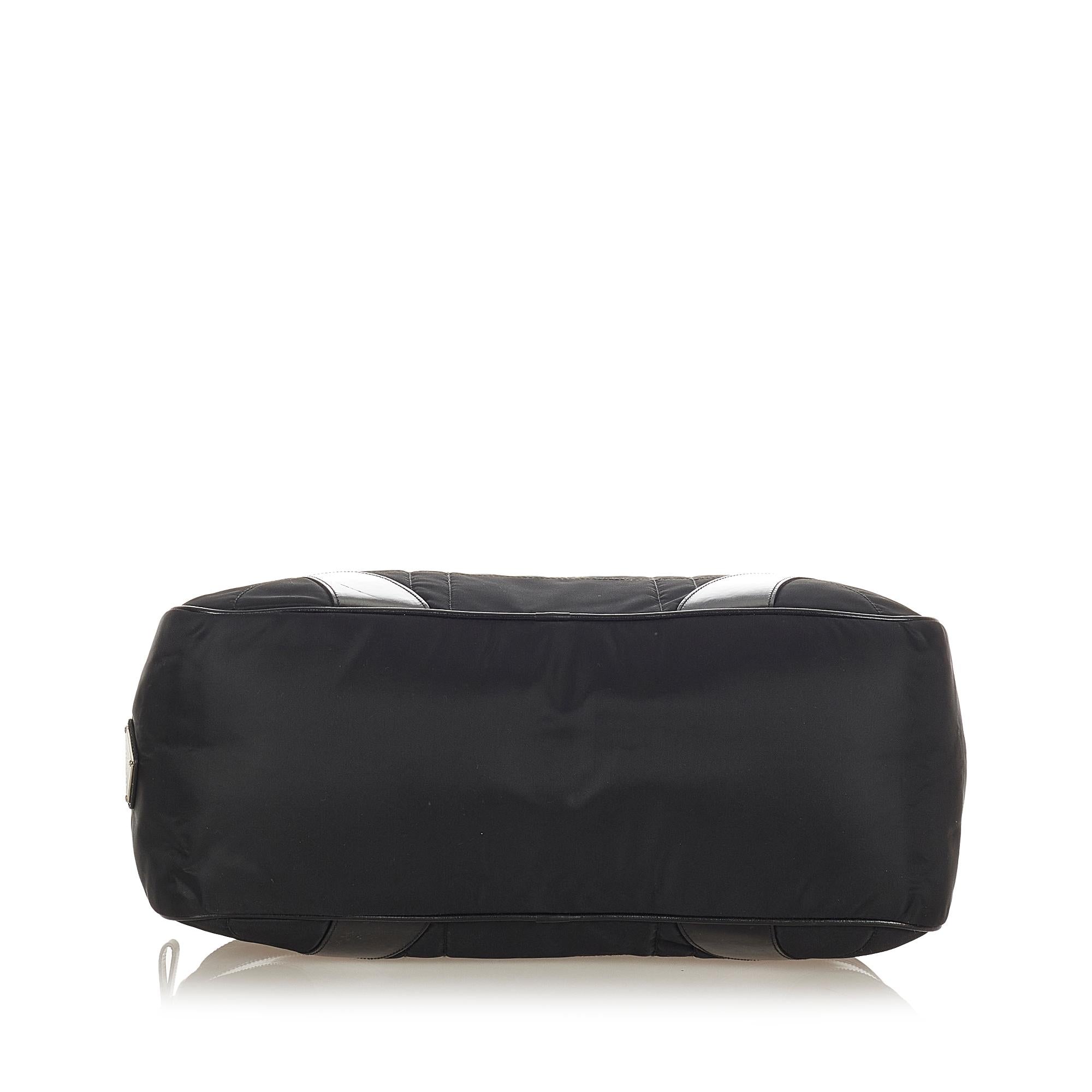 Prada Vitello Drive Nylon Bowler Bag (SHG-31551)