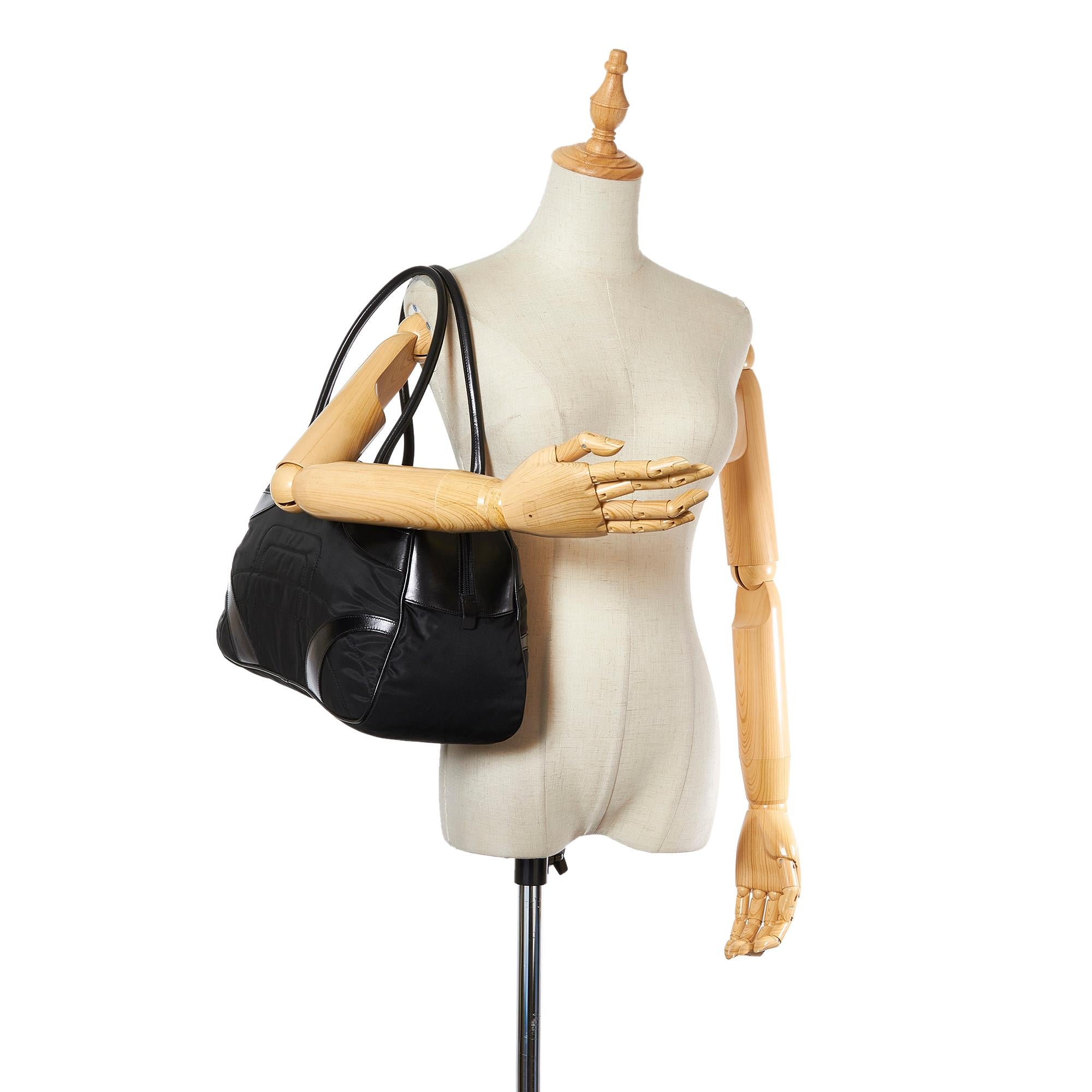 Prada Vitello Drive Nylon Bowler Bag (SHG-31551)