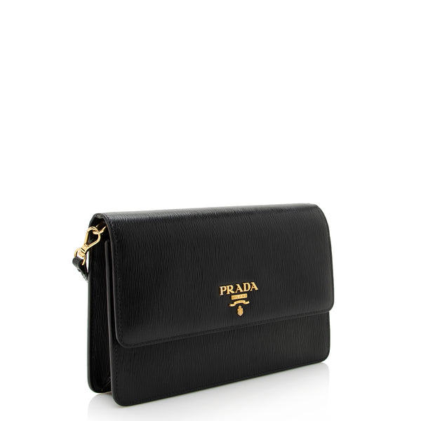 Black Prada Saffiano Wallet On Chain Crossbody Bag