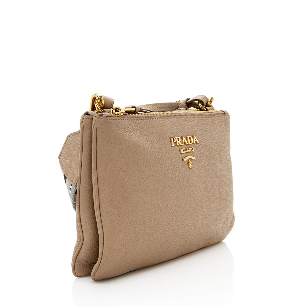 Prada Vitello Phenix Double Zip Crossbody Bag (SHF-19434)