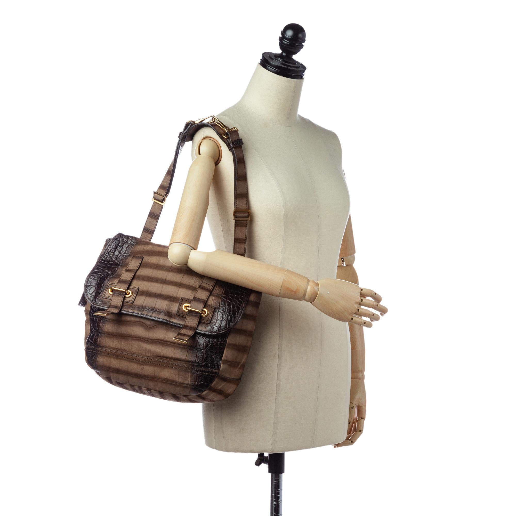 Saint Laurent Besace Embossed Nubuck Leather Flap Bag (SHG-29229)