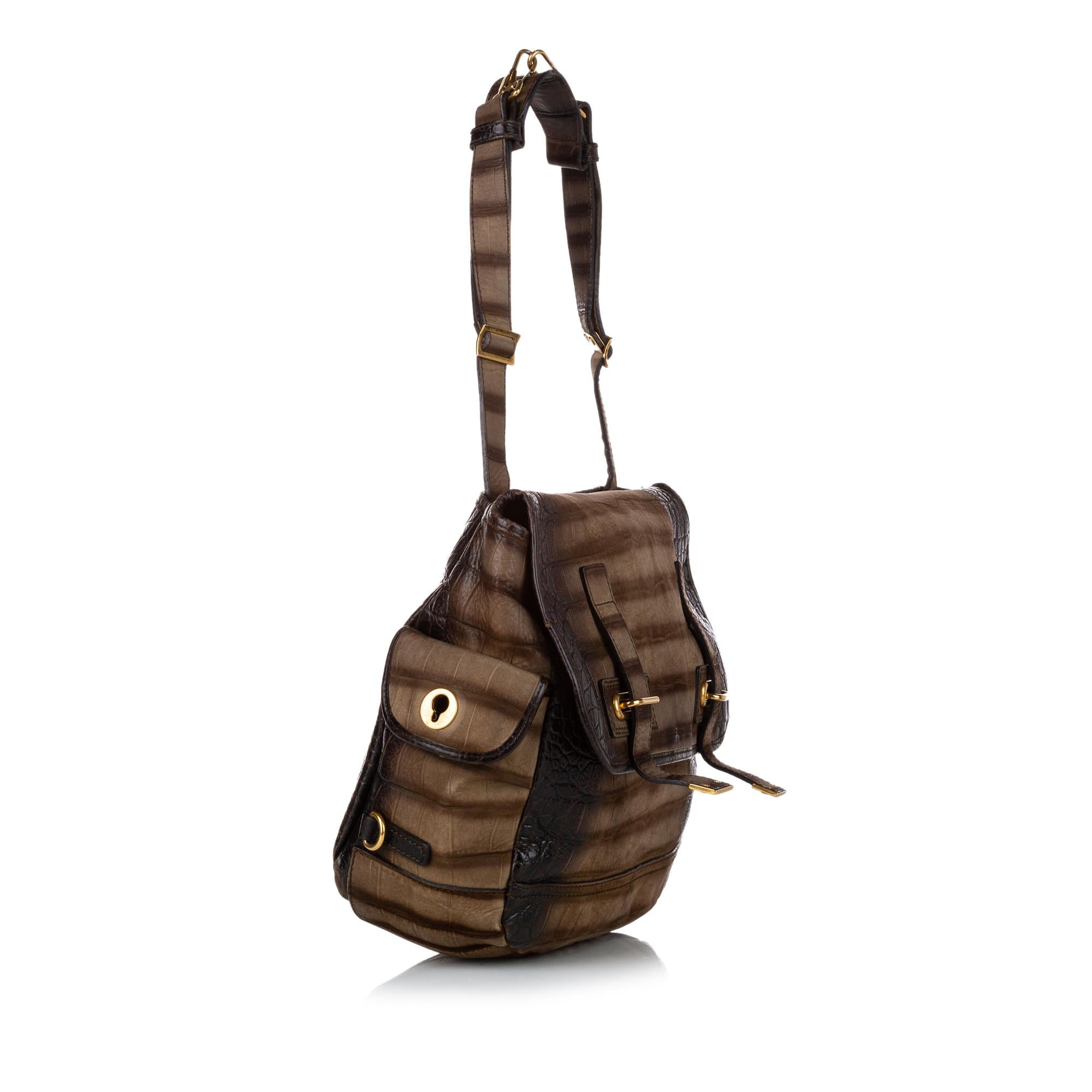 Saint Laurent Besace Embossed Nubuck Leather Flap Bag (SHG-29229)