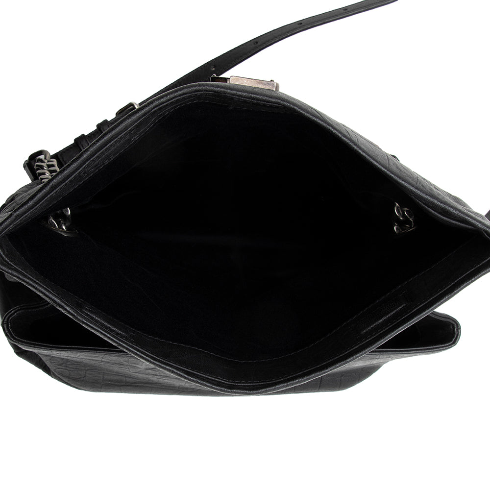 Saint Laurent Calfskin Croc Embossed West Hollywood Flap Bag (SHF-17898)