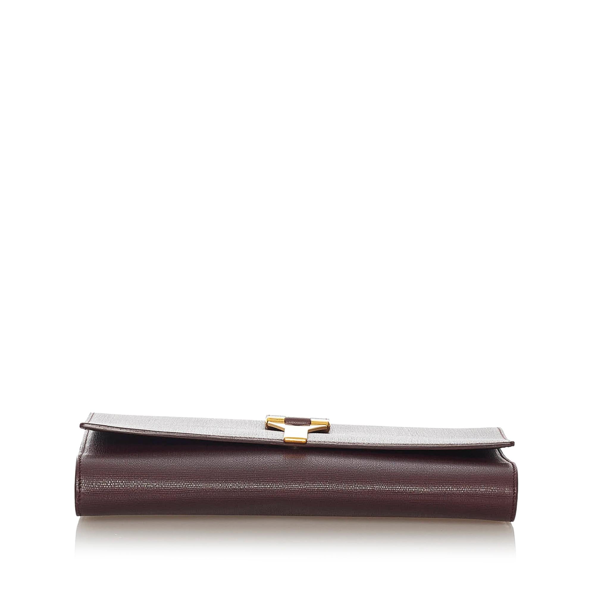 Saint Laurent Chyc Ligne Leather Clutch Bag (SHG-27874)